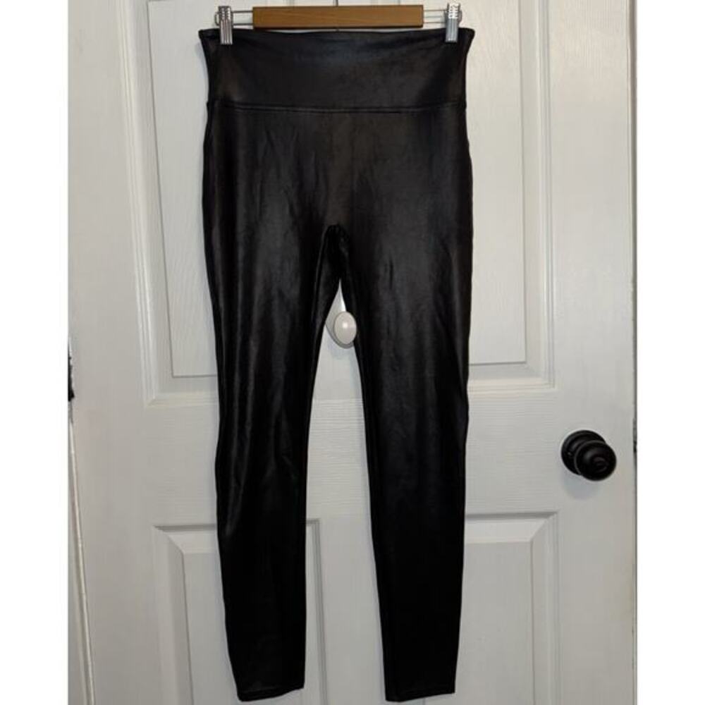 SPANX All Over Faux Leather Leggings Black Size XL - Picture 1 of 5